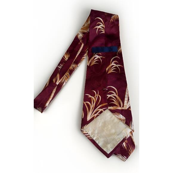 TOMMY BAHAMA Men's Baseball Burgundy Palm Trees Tropical Silk Neck Classic Tie - Picture 3 of 8